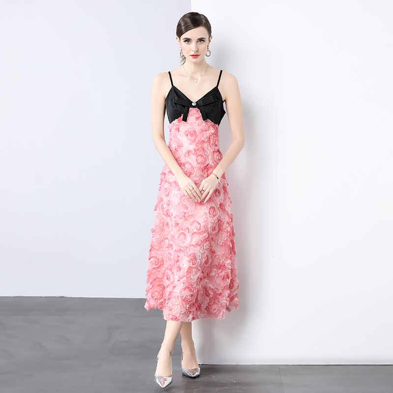 Bow France style formal dress sling rose dress