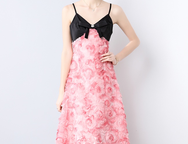 Bow France style formal dress sling rose dress