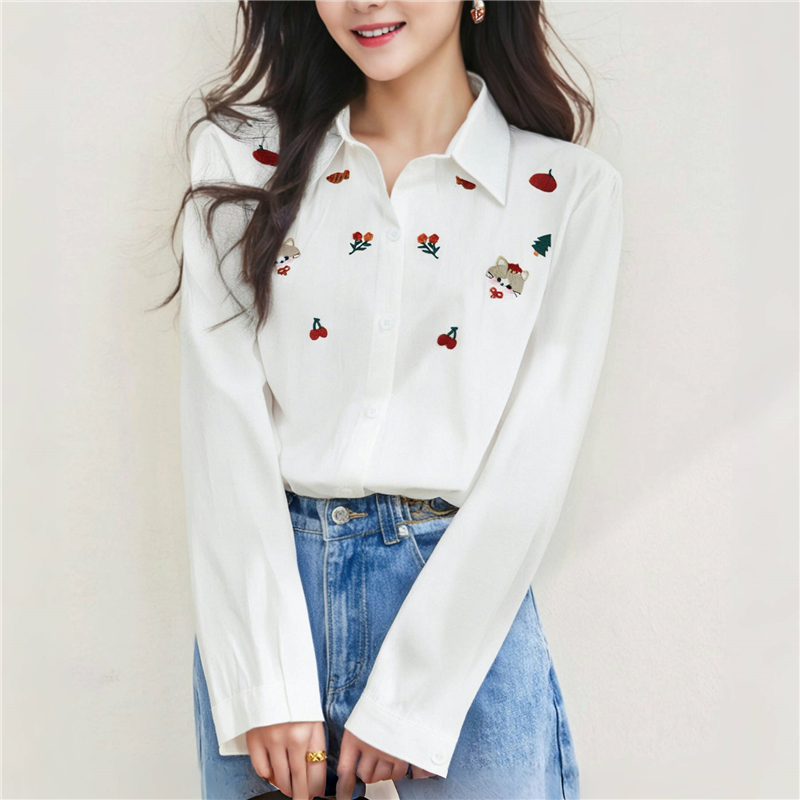 White all-match shirt refreshing tops for women