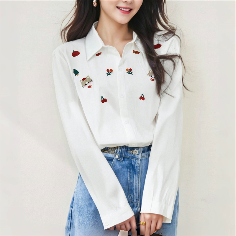 White all-match shirt refreshing tops for women