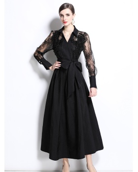 Embroidery retro gauze temperament unique long dress