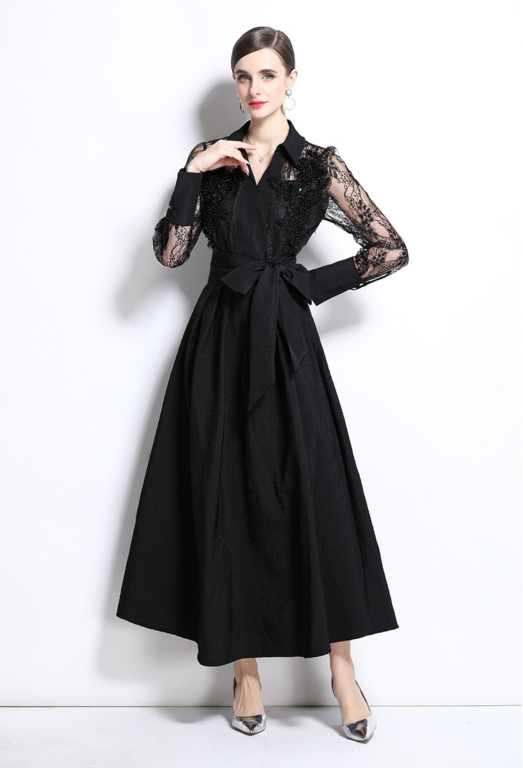 Embroidery retro gauze temperament unique long dress