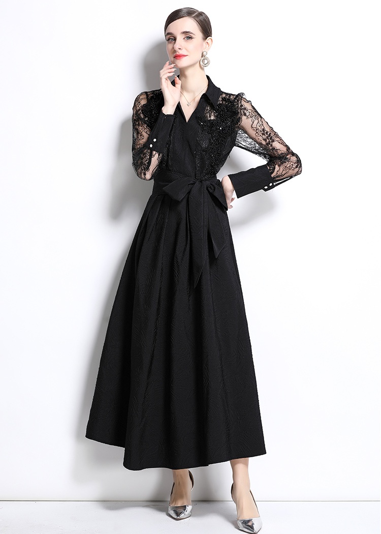 Embroidery retro gauze temperament unique long dress