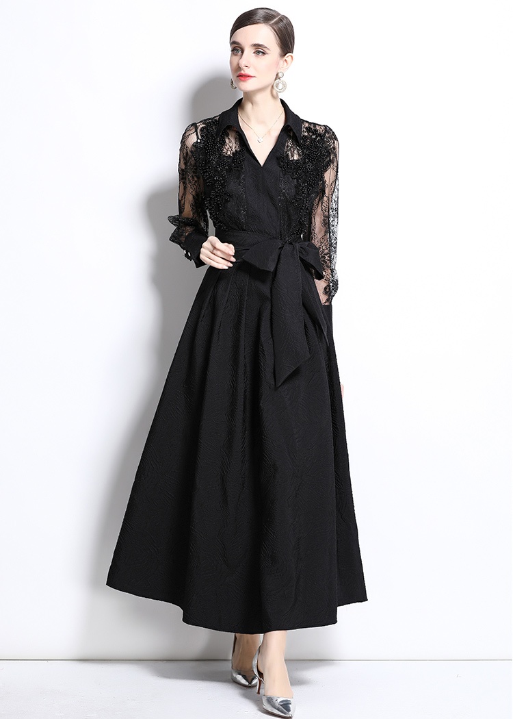 Embroidery retro gauze temperament unique long dress