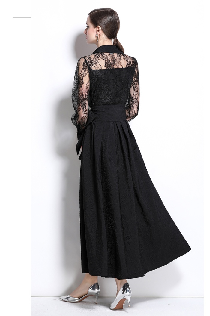 Embroidery retro gauze temperament unique long dress