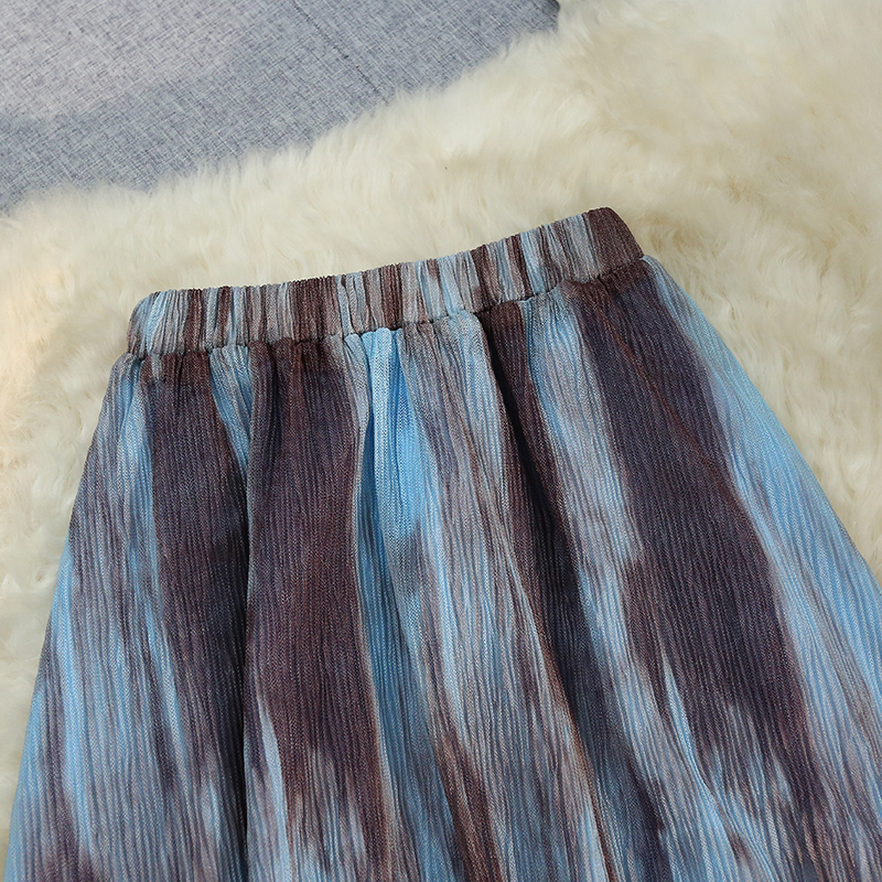 Tie dye long skirt fold skirt for women