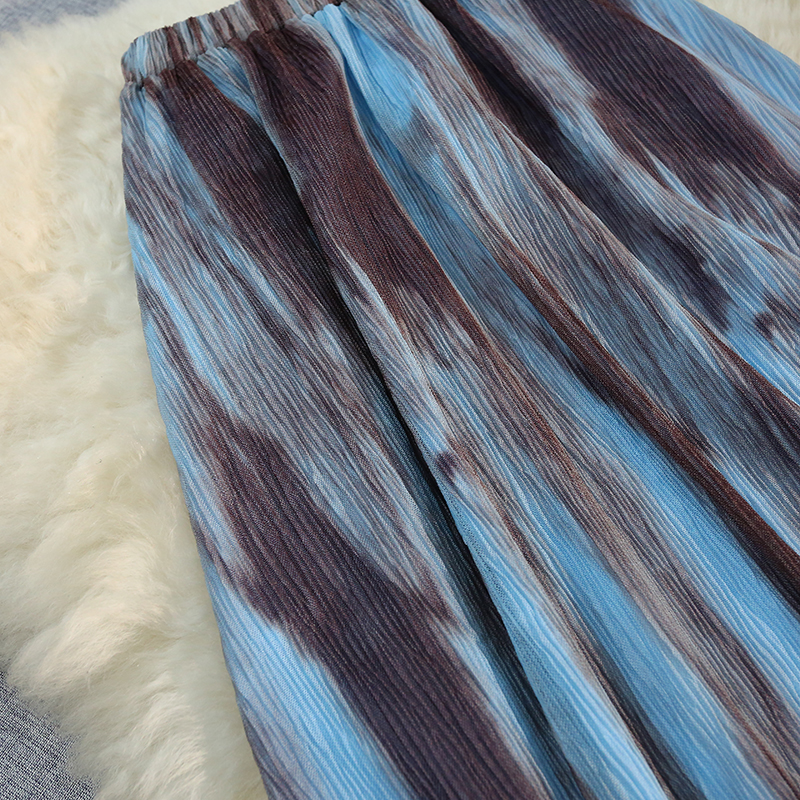 Tie dye long skirt fold skirt for women