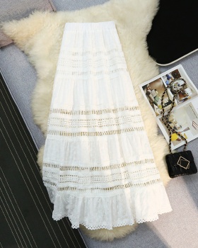 White cake summer niche skirt hollow lady A-line long skirt