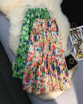 Painting floral skirt long niche long skirt for women