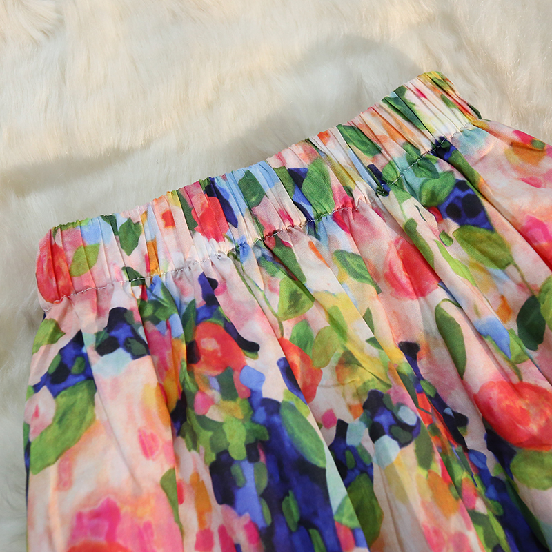 Painting floral skirt long niche long skirt for women