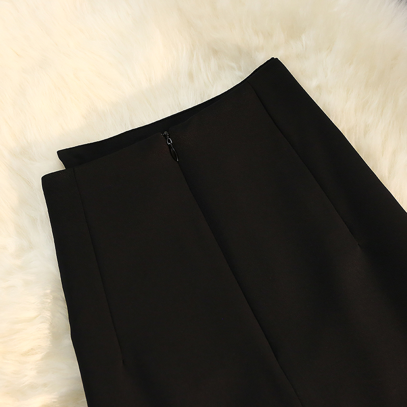 A-line high waist exceed knee slim split skirt for women