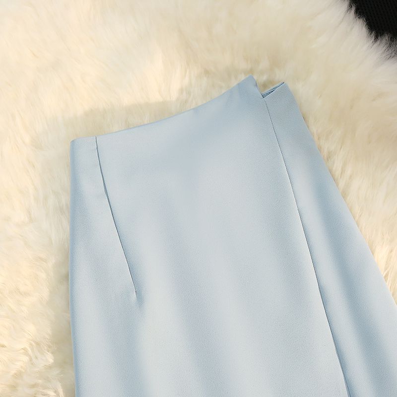 A-line high waist exceed knee slim split skirt for women