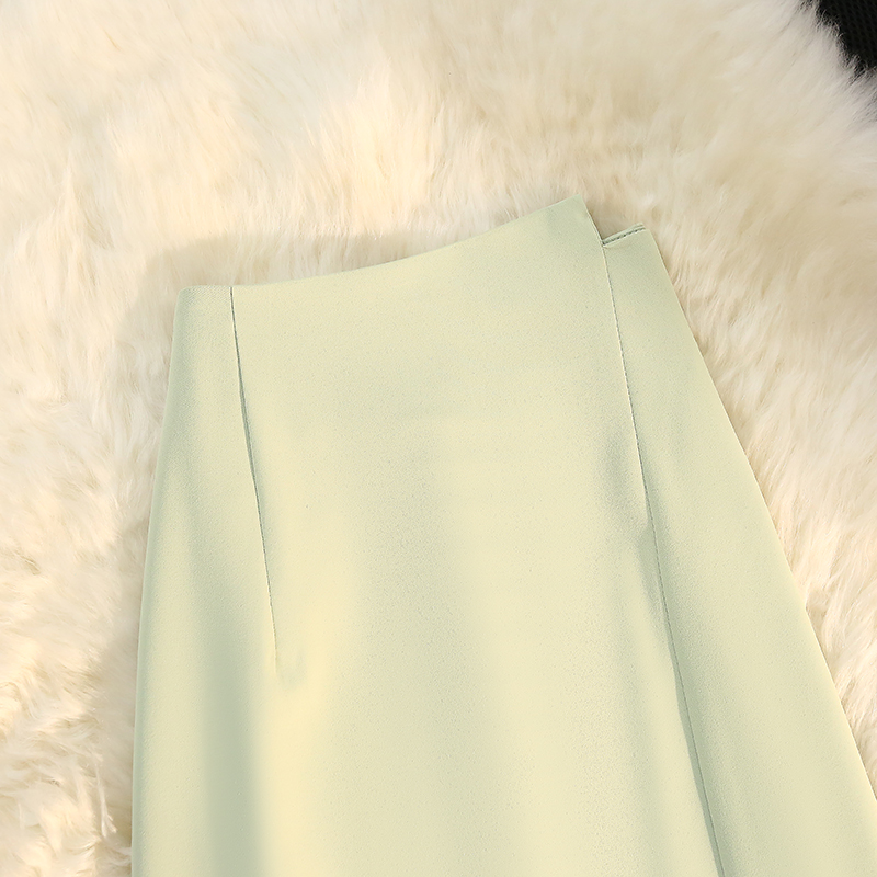 A-line high waist exceed knee slim split skirt for women