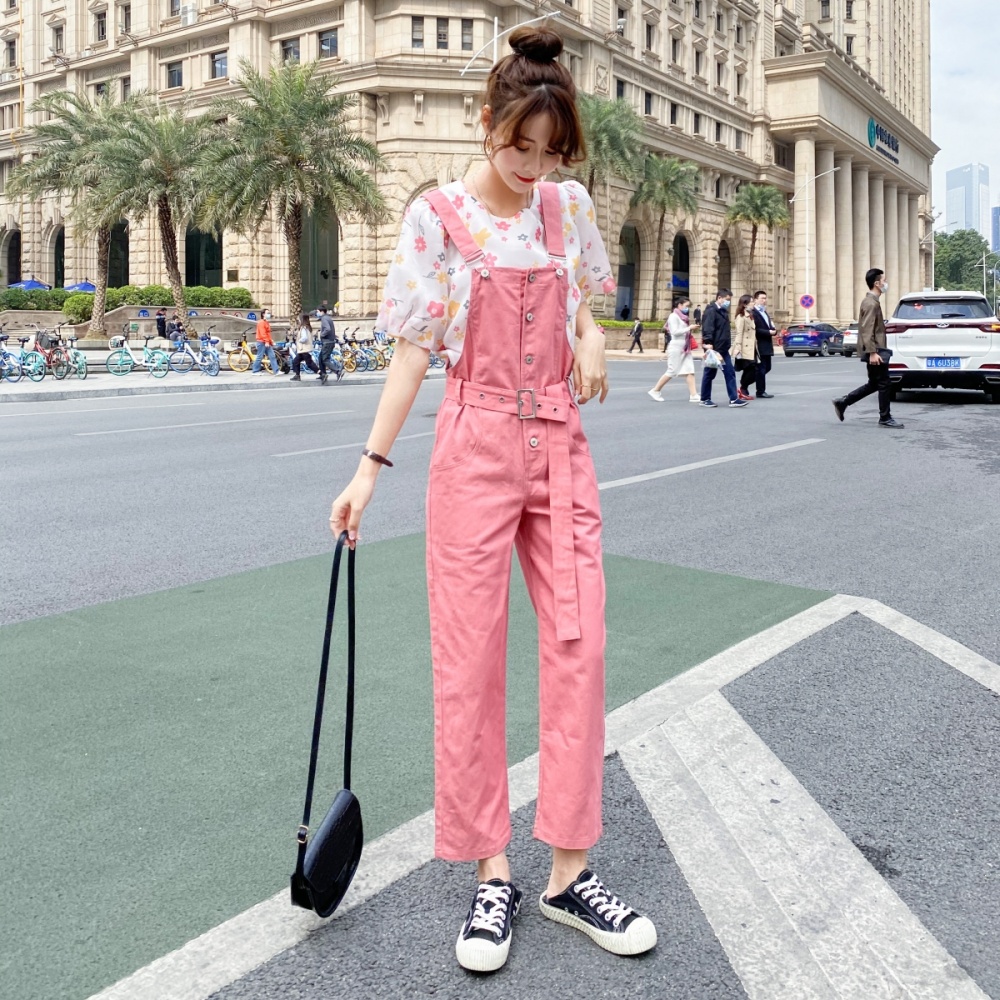 Summer bib pants high waist jumpsuit a set for women