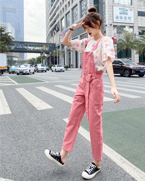 Summer bib pants high waist jumpsuit a set for women