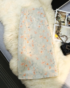 Long jacquard Chinese style skirt for women