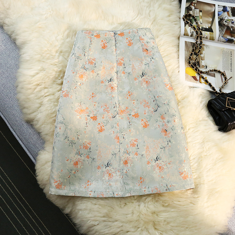 Chinese style temperament summer retro canvas skirt for women