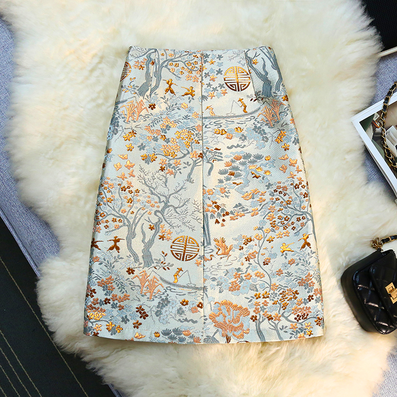 Spring and autumn high waist retro skirt for women