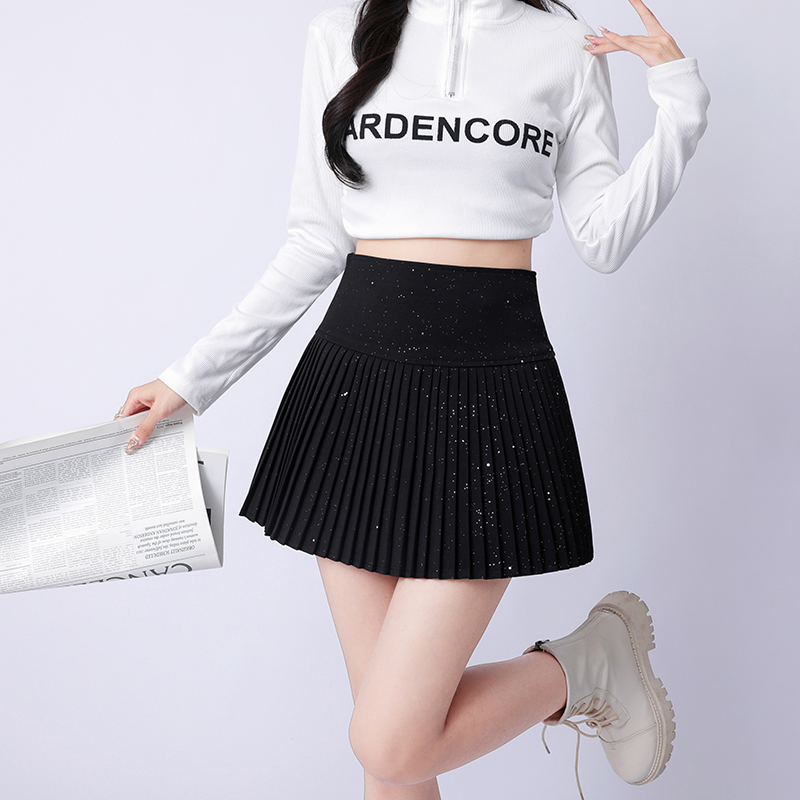 College style sequins short skirt pleated skirt for women