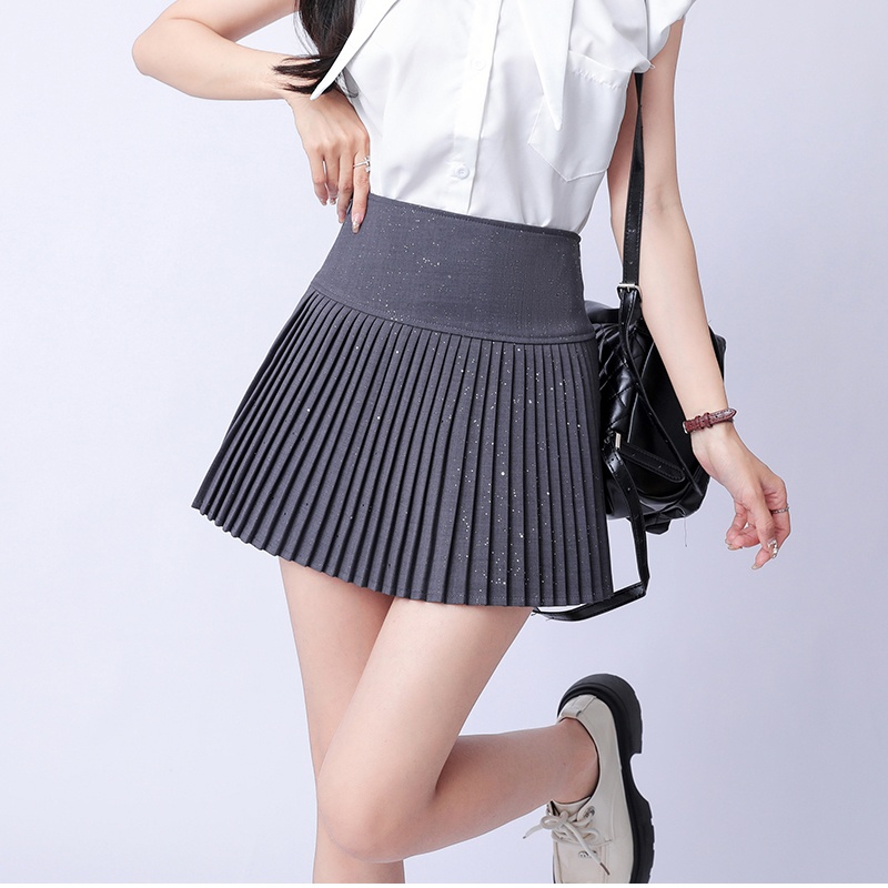 College style sequins short skirt pleated skirt for women