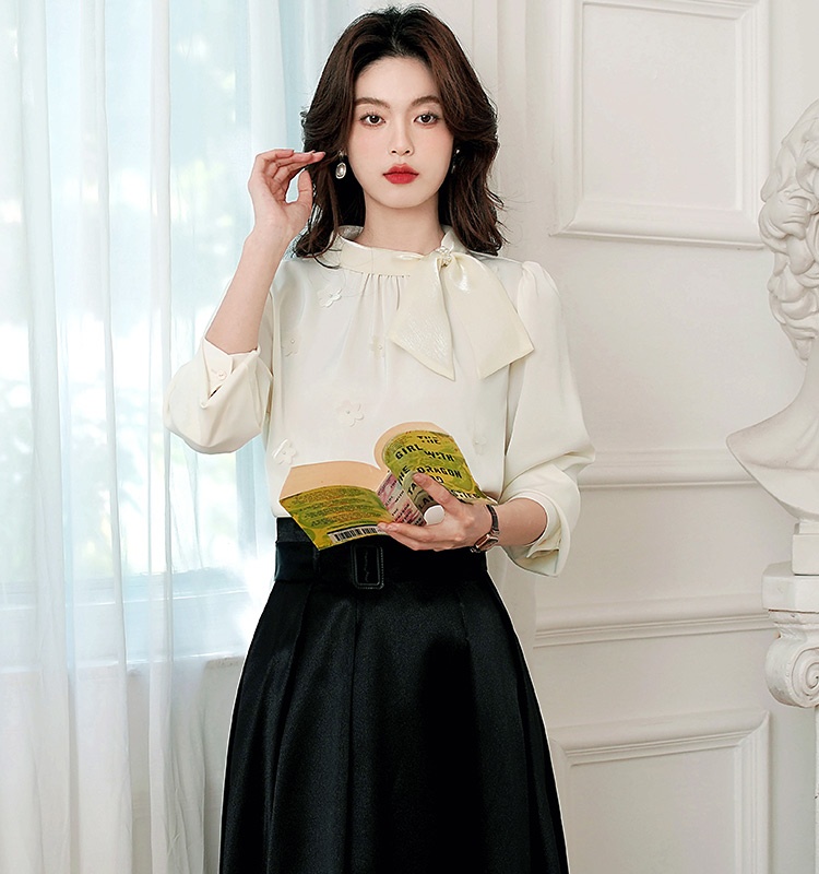 Flowers beading tops pullover chiffon shirt for women