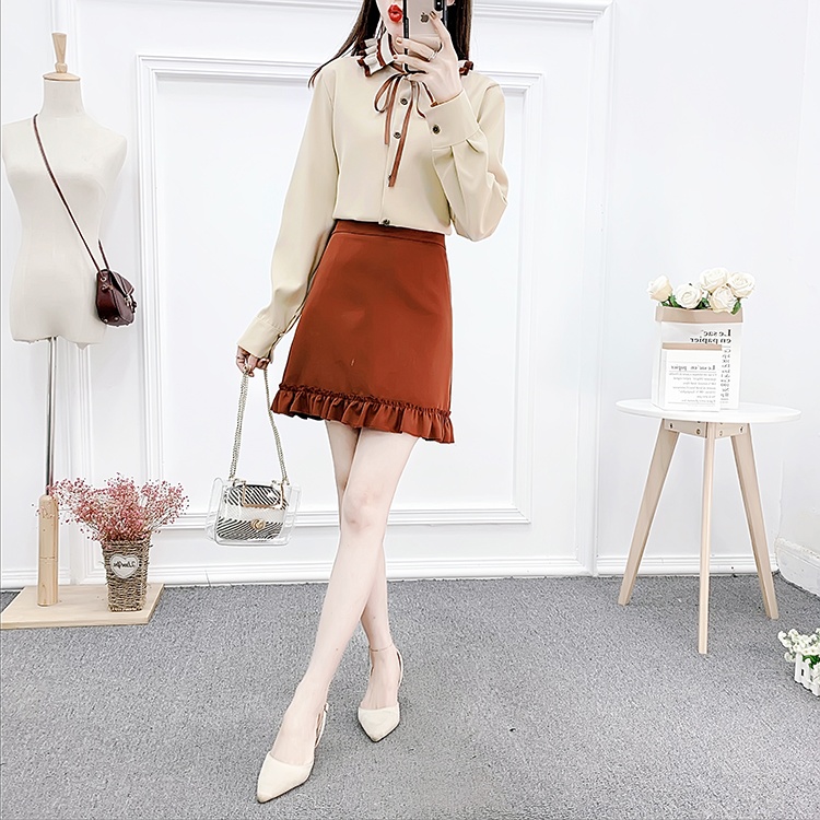 Fungus college chiffon shirt tender spring short skirt a set