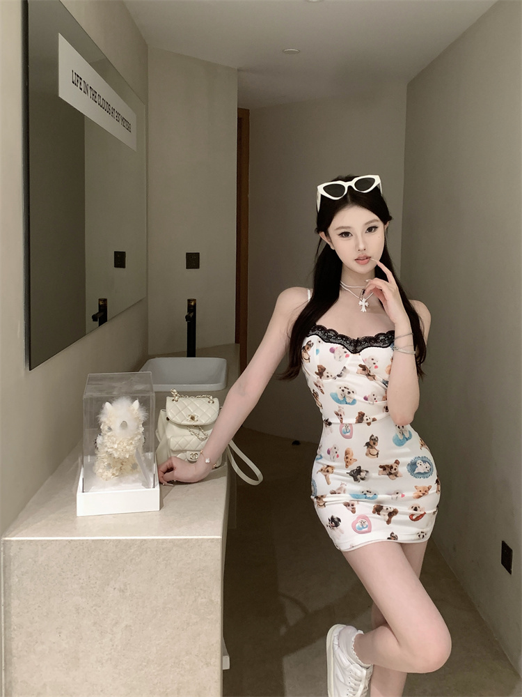 Animal slim spicegirl short printing dress