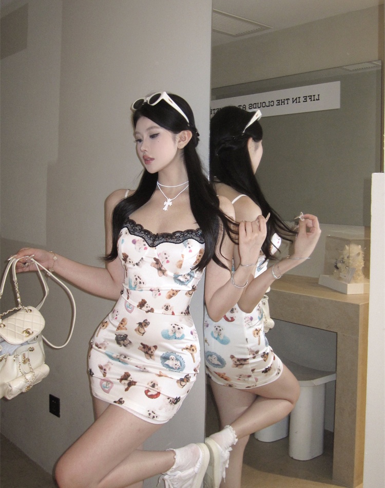 Animal slim spicegirl short printing dress