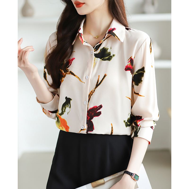 Long sleeve shirt printing chiffon shirt