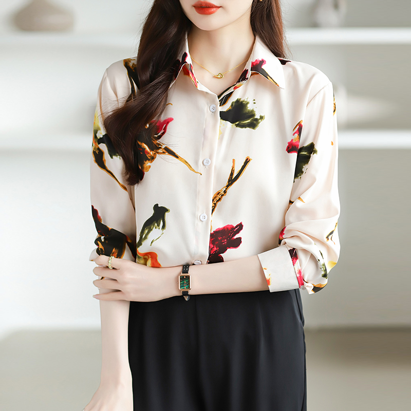 Long sleeve shirt printing chiffon shirt