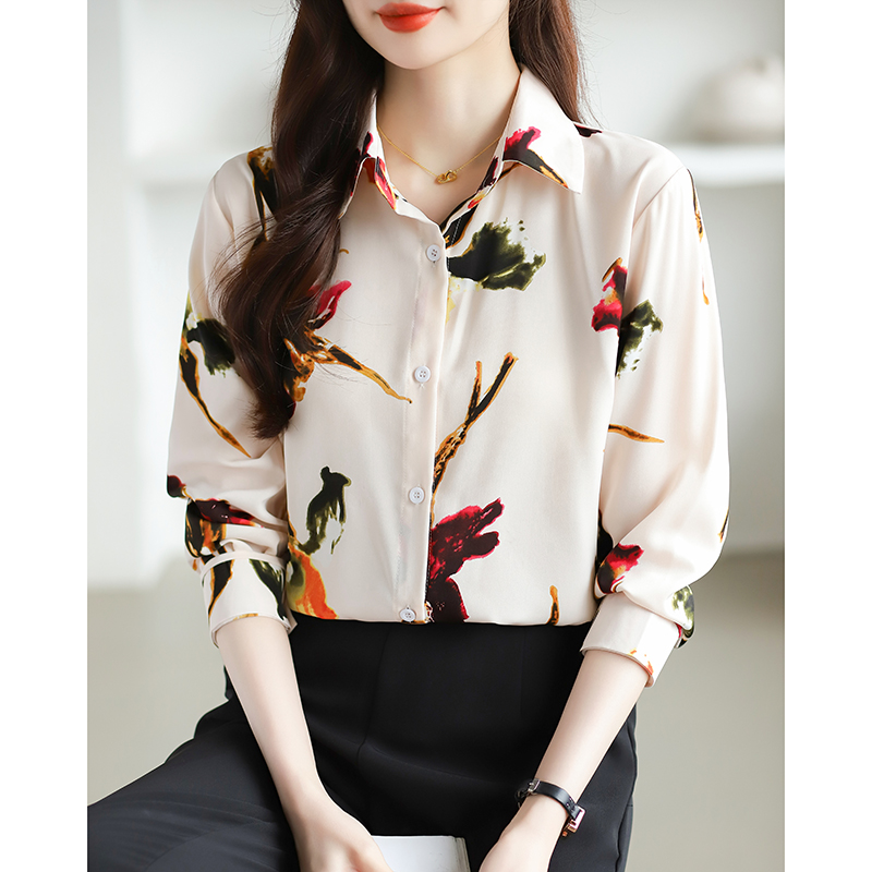 Long sleeve shirt printing chiffon shirt