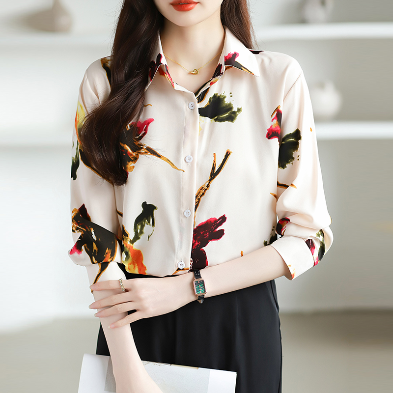 Long sleeve shirt printing chiffon shirt