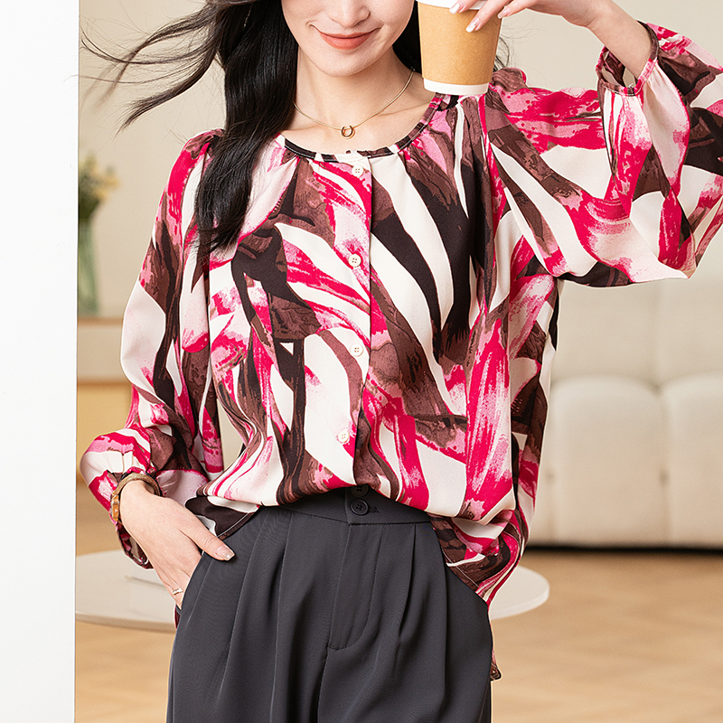 Printing round neck shirt wide simple spring small shirt