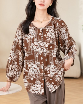 Western style slim fat tops round neck loose shirt