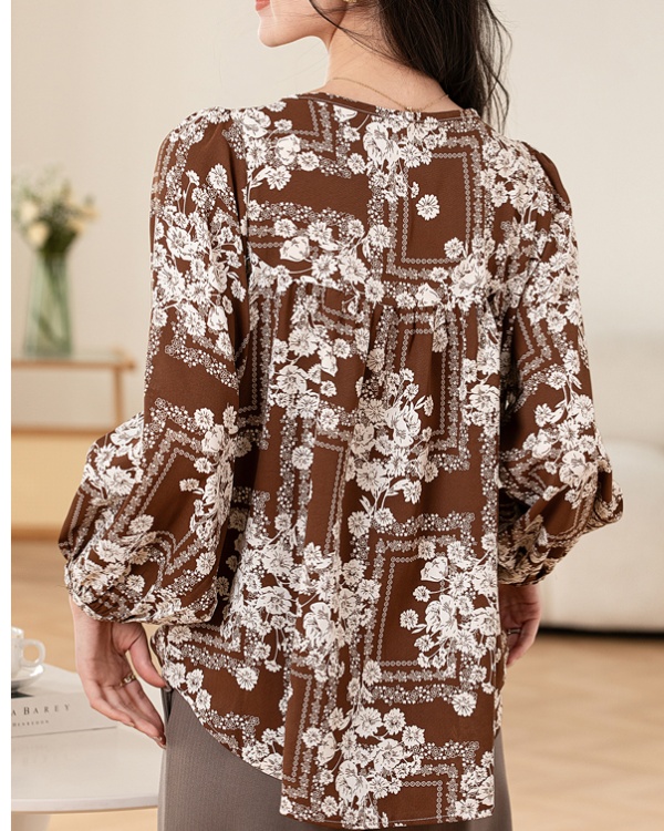 Western style slim fat tops round neck loose shirt