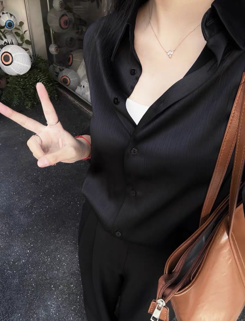 Obscure long sleeve shirt loose commuting tops