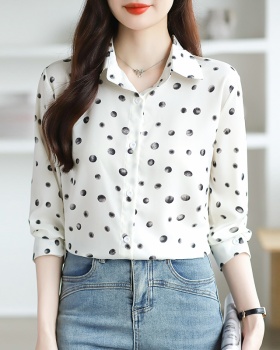 Western style shirt polka dot cardigan for women