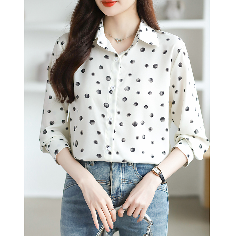 Western style shirt polka dot cardigan for women