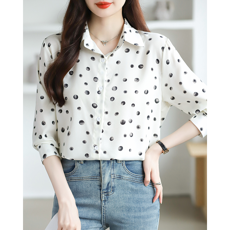 Western style shirt polka dot cardigan for women