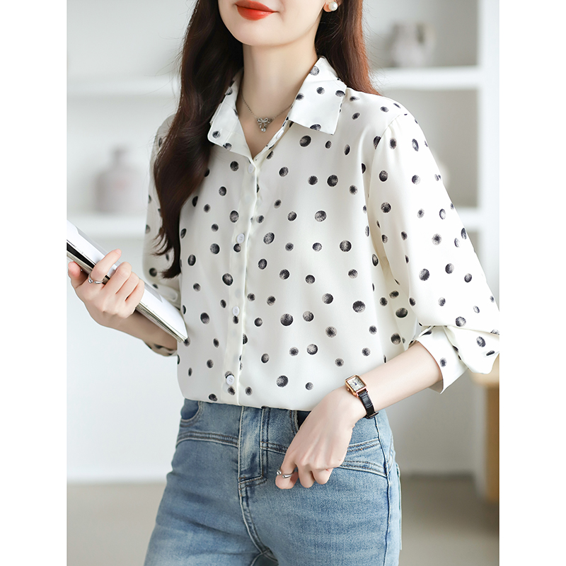 Western style shirt polka dot cardigan for women