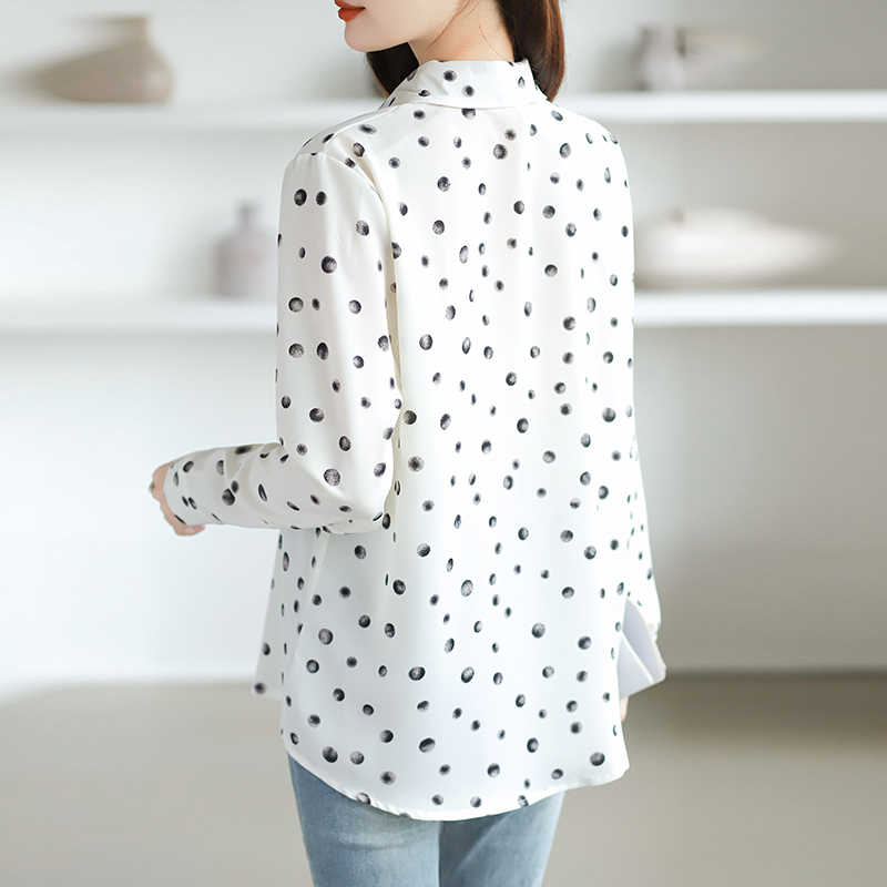 Western style shirt polka dot cardigan for women