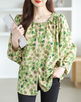 Round neck large yard tops loose floral shirt