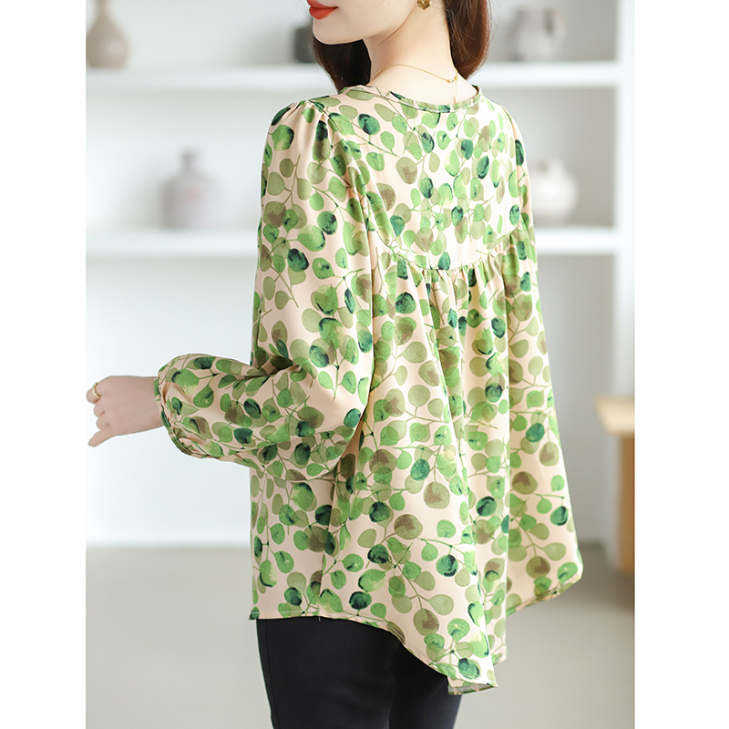 Round neck large yard tops loose floral shirt