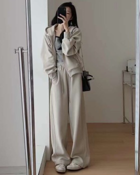 European style hoodie wide leg pants a set