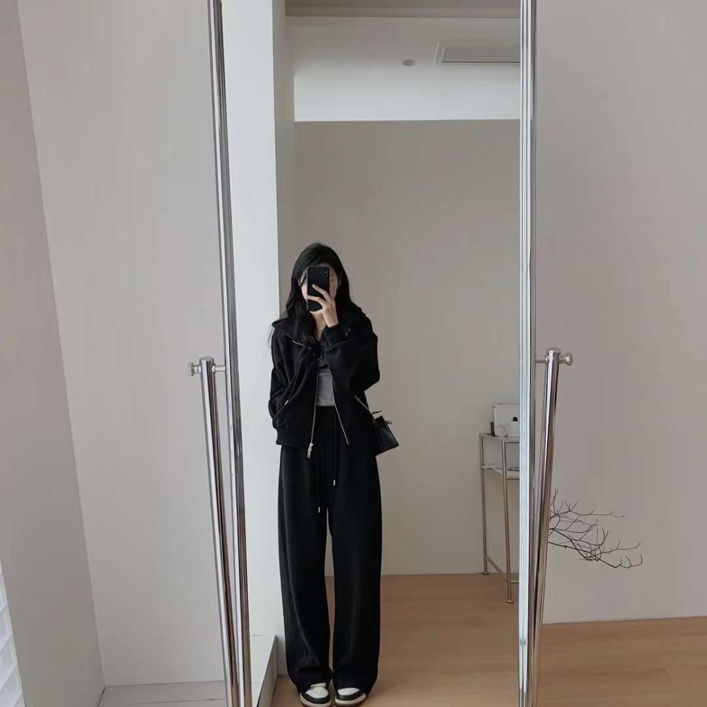 European style hoodie wide leg pants a set