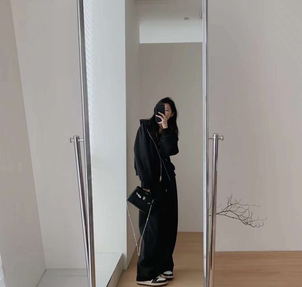 European style hoodie wide leg pants a set