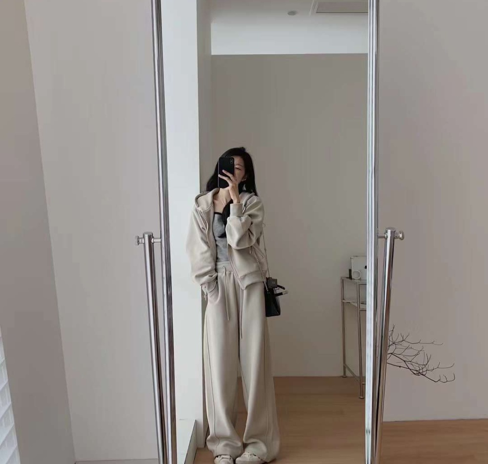 European style hoodie wide leg pants a set