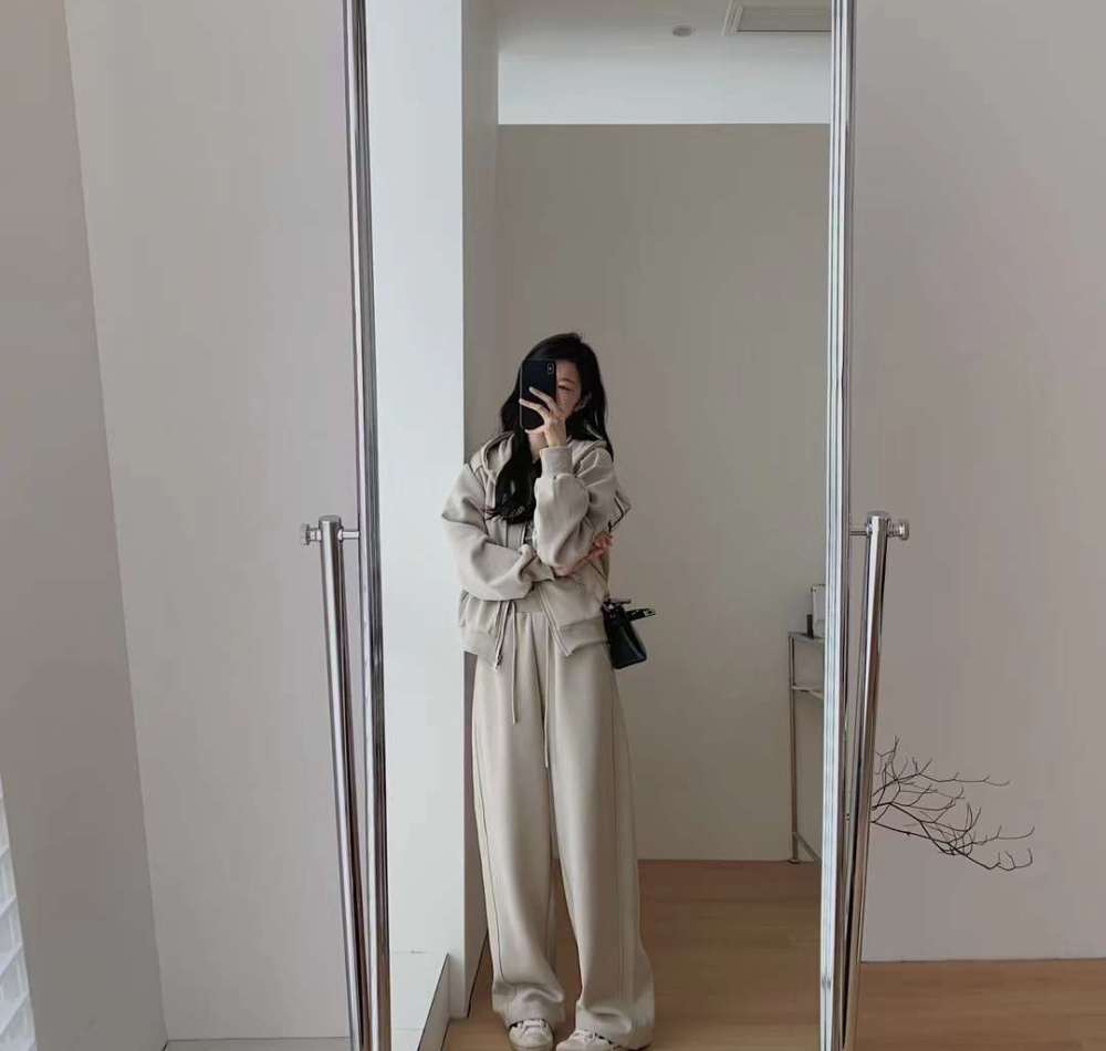 European style hoodie wide leg pants a set