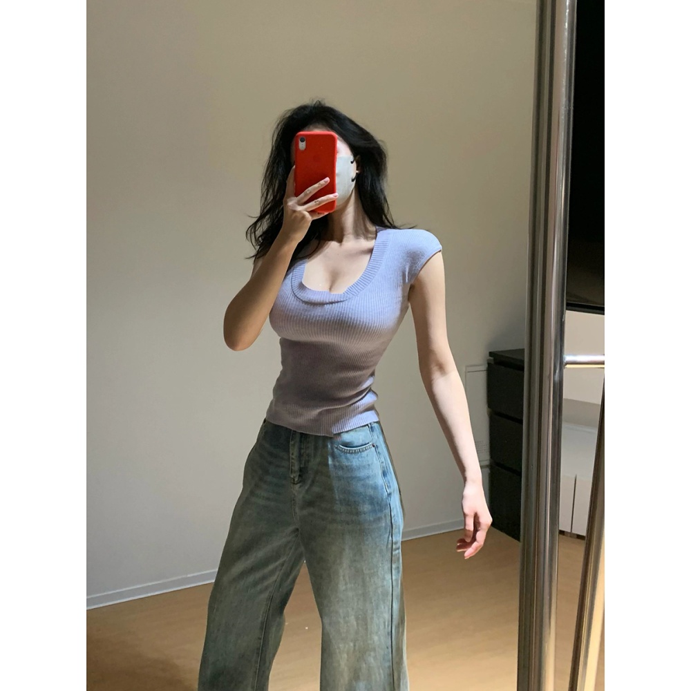 Bottoming sexy slim tops summer sleeveless sweater