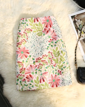 High waist floral one step skirt A-line skirt for women